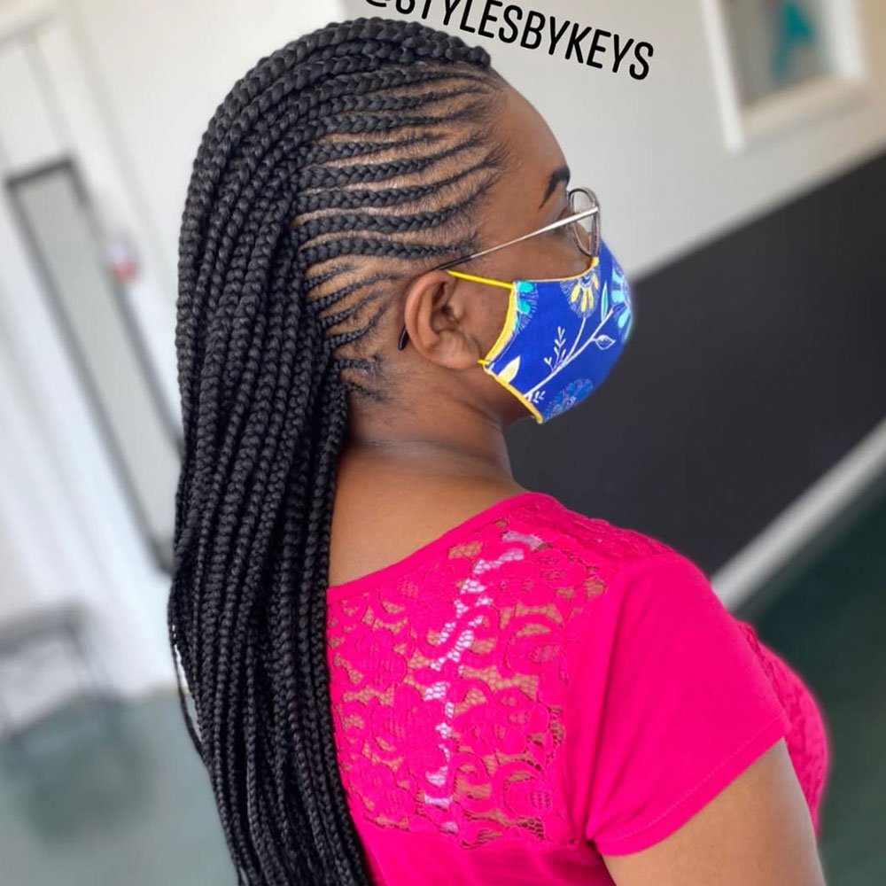Feed-In Mohawk with Box Braids