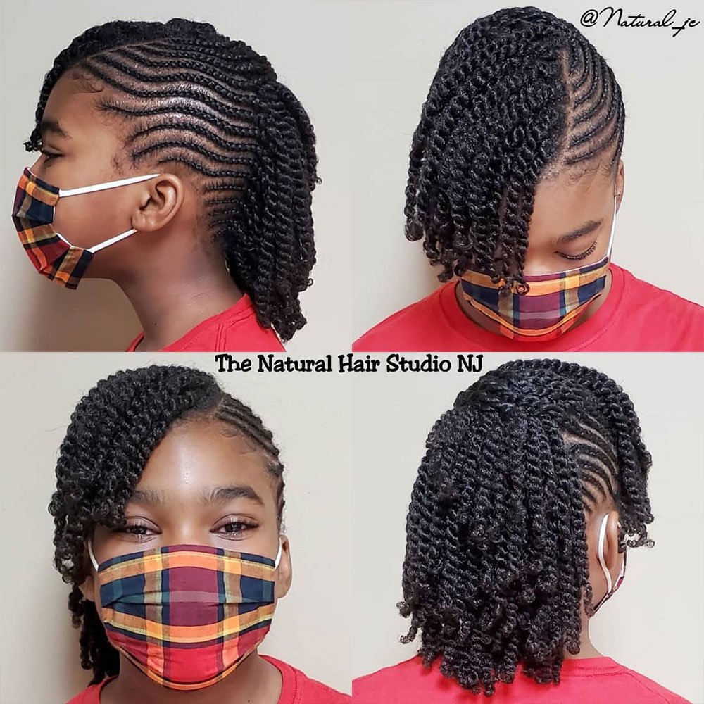 Wide Cornrow Mohawk with Two Strand Twists&nbsp;