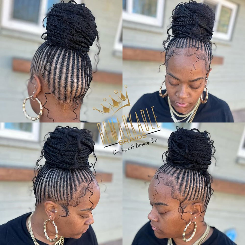 Small Boho Stitch Braids into Full Textured Bun