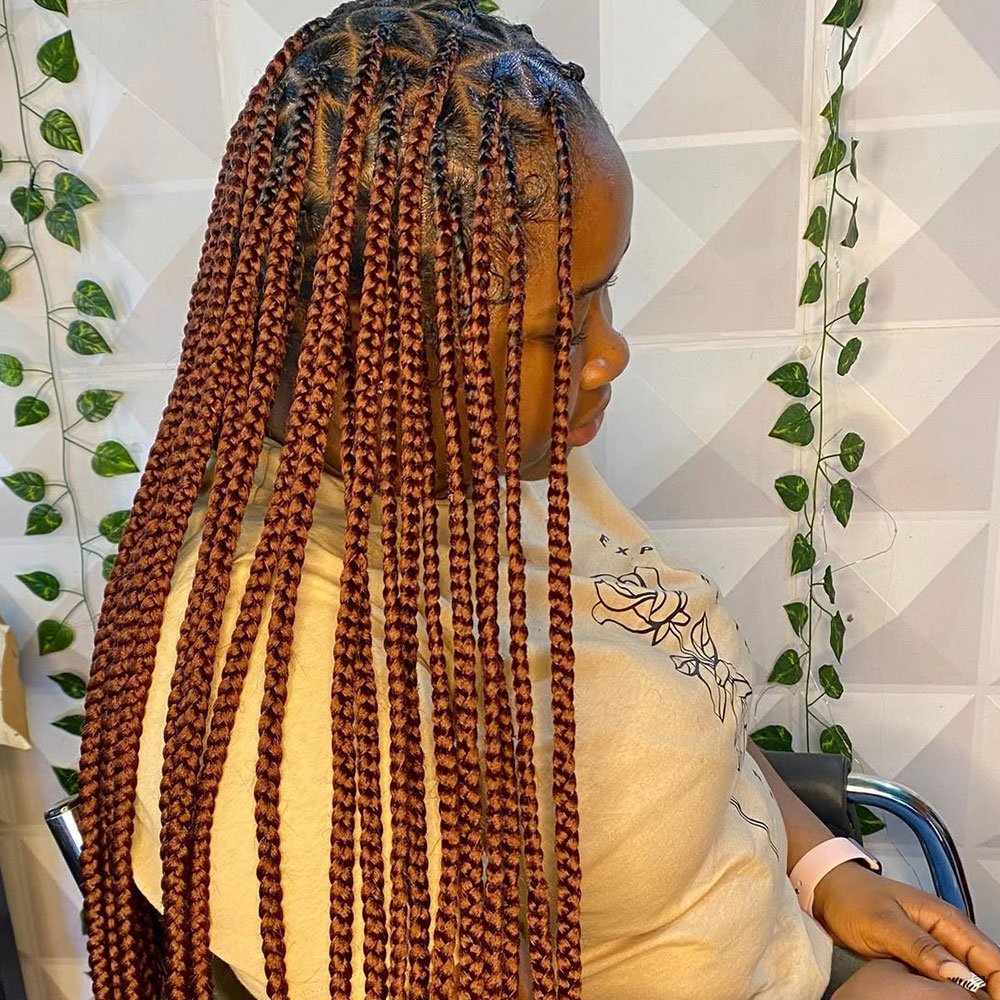 Rust-Colored Triangular Knotless Braids