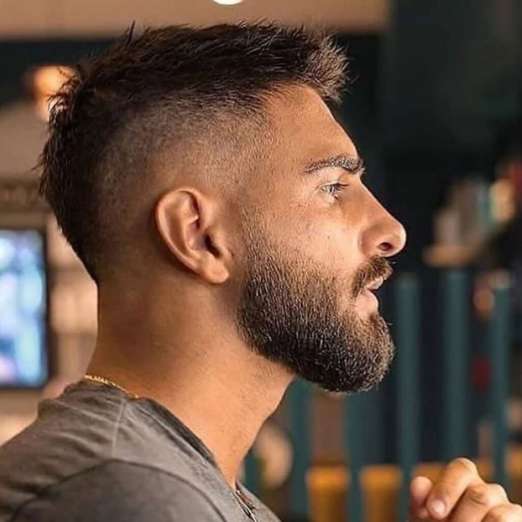  Spiky-Mid-Fade-with-Full-Beard