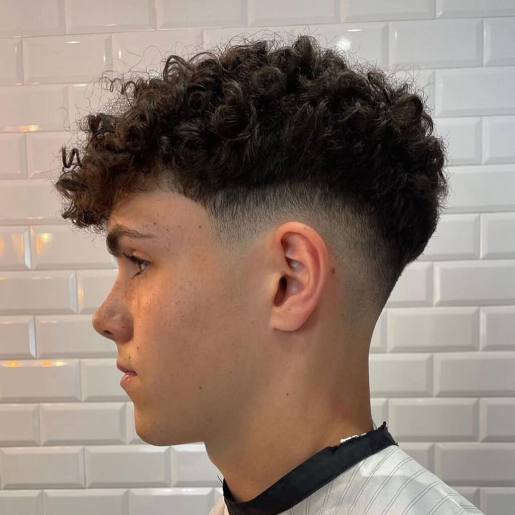 Curly Top with Low Drop Fade