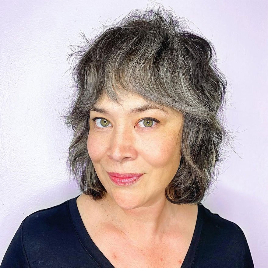 Salt and Pepper Shag Cut