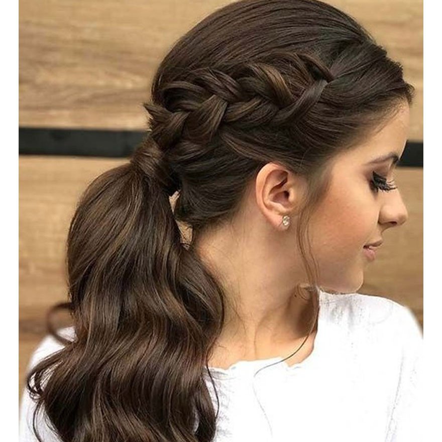 Braided side ponytail hairstyle for women
