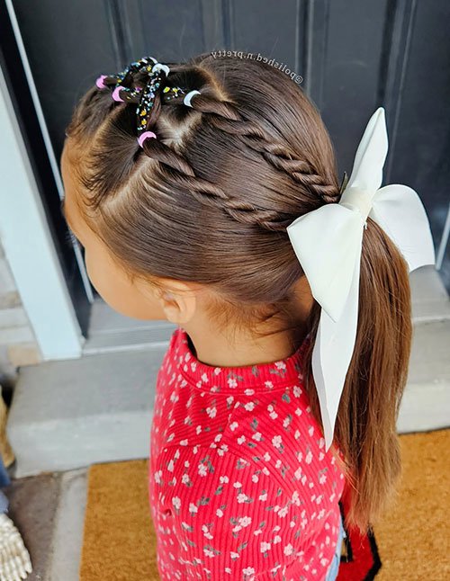 High ponytail hairstyle for school girl with neat smooth finish