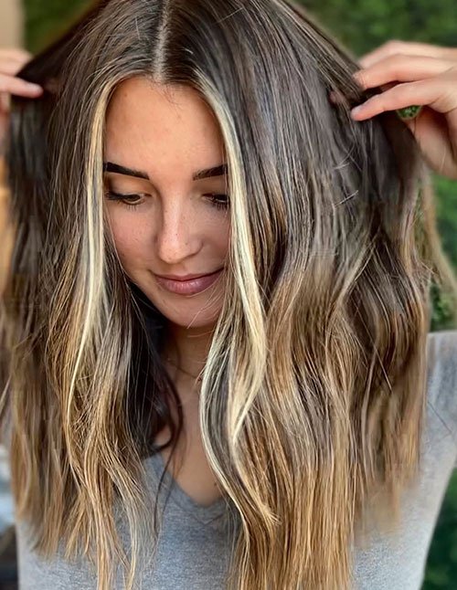 Fine hair lob haircut with soft layers and natural volume