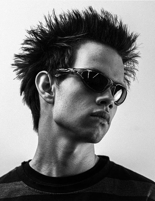Punk spiked cut hairstyle with sharp textured spikes