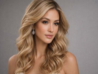 Wedding hairstyle hair down with soft blonde waves and natural volume