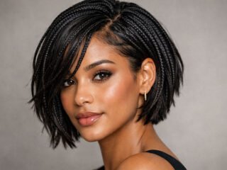 Short braided bob hairstyle for women close-up portrait