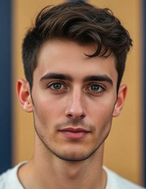 Classic crew cut haircut for men with short top and tapered sides