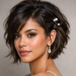 15 Best Prom Hairstyles for Short Hair Short prom hairstyle with side-swept bangs and pearl hairpins